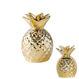 Sunny Glow Pineapple, Piggy Bank Figurine, Interior Decoration, Miscellaneous Goods, Ceramic, Scandinavian Tabletop, Stylish, Gold, White, Gift (Gold)