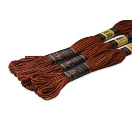 UMC STAG Pack of 3 Premium Embroidery Thread | 100% Egyptian Cotton Premium Skeins | Cross Stitch Embroidery Floss | Oeko TEX Certified Stranded Cotton (Dark Brown 355)