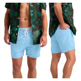 westAce Mens Swim Trunks Board Shorts 100% Polyester Quick Dry Hot Summer Beach Surfing Pool Essential Holiday Swimwear Sky Blue Blue Orange Swimming Shorts for Men S-XXL (Sky Blue, XL)