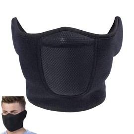 EMTPJAL Winter Half Face Mask, Windproof Thermal Ski Mask with Ear Flaps, Adjustable Breathable Face Cover for Men Women, Cold Weather Gear for Skiing, Snowboarding, Motorcycling, Running,Black