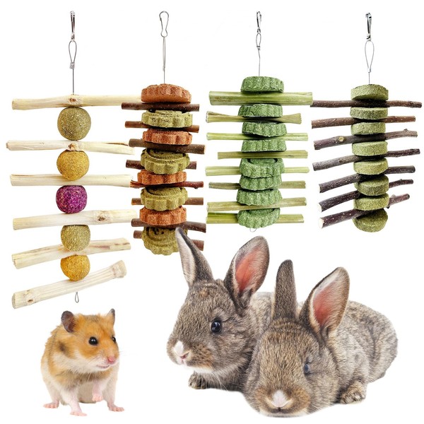 Hamiledyi 4PCS Bunny Chew Toys Rabbit Toys for Teeth Grinding