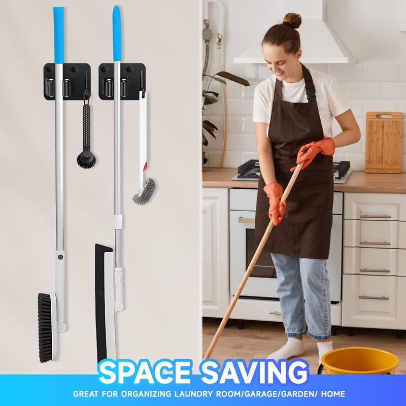 JAMEND CLXP 2-Pack Broom Holder with Heavy Duty Hooks, Upgraded