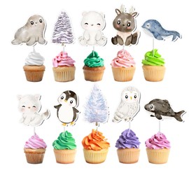 10 PCS Party Arctic Animals Cupcake Toppers - Create a Winter Wonderland on Your Treats!