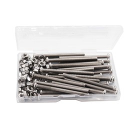 cSeao 40-Pack M4 25mm Pan Phillips Tornillo Machine Screws and Hex Nuts Set 304 Stainless Steel Plain Finish