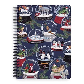 Vera Bradley Holiday Mini Spiral Notebook, College Ruled Paper, 8.25" x 6.25" with Pocket and 160 Lined Pages, Vintage Snowglobes