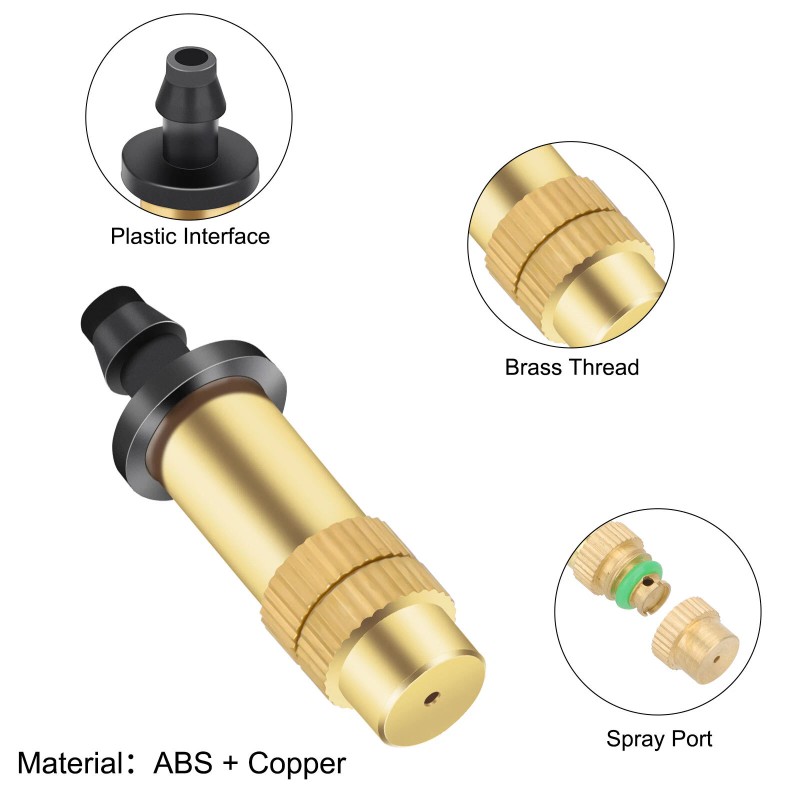 NSIoutlet 30pcs Adjustable Brass Misting Nozzles Spray Sprinkler Set for