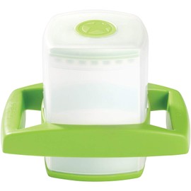 Starfrit Easy Fries & Veggie Cutter, Quick & Precise Slicing - Nonslip Base - Transparent Container, Green/White