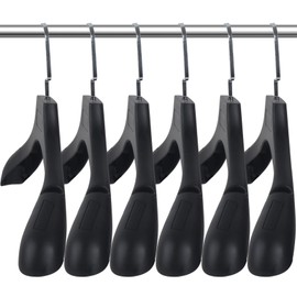 DEDU Suit Hangers for Men 6 Pack, Black Coat Hangers No Shoulder Bump Non Slip Width 17.7", Plastic with Metal Hook