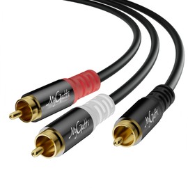 Mygatti RCA Y Splitter Cable, 2 m, 1 RCA to 2 RCA Cable, Stereo Audio Subwoofer Cable, RCA Male/Male, Bi-Directional, for Home Cinema, Hi-Fi System, Amplifier, Speaker, 24K Gold-Plated, OD: 5.0 mm