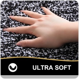 smiry Microfiber Non-Slip Bath Mats for Bathroom, Extra Soft Absorbent Bathroom Mats Rugs, Machine Washable Quick Dry Floor Mats, 50 x 60 cm, Black