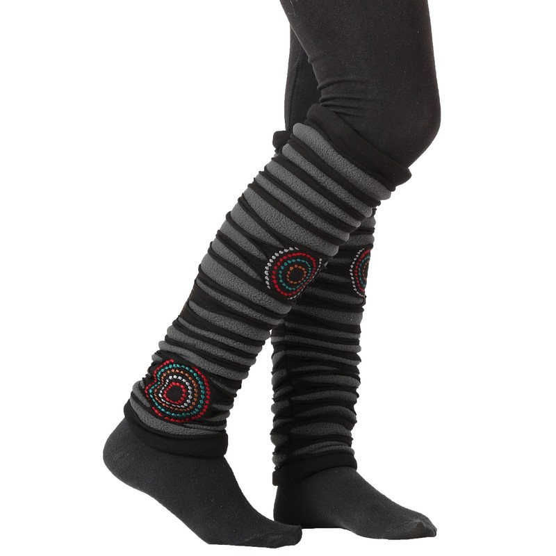 PUREWONDER Women's Leg Warmers Patchwork Leg Warmers No. 59, black