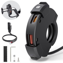 BlueFire Motorcycle USB Charger, Dual Motorcycle Handlebar Socket, USB QC3.0 Type-C 30W PD Fast Car Charger Power Adapter Charger Voltmeter for Phones/Tablets/GPS