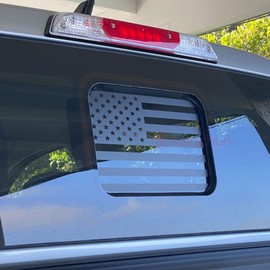 Zxiaochun Rear Middle Window American Flag Decal for Ford Ranger 2018-2022 2023 2024 Back Centre Sliding Window Glass USA Flag Vinyl Sticker (Matte Black)