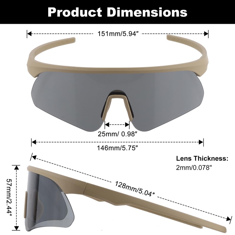 ToopMount Shooting Glasses, Tactical Eyewear with 3 Lens & Adjustable