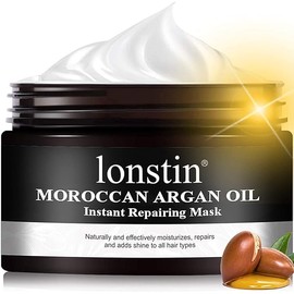 lonstin Hair Treatment Mask, Argan Oil Hair Mask Deep Conditioner Keratin Hair Mask Treatment for Dry Damaged Hair, Anti-Frizz & Split Ends, Hydrating Hair Repair Mask for Men Women, 10.14 Fl Oz