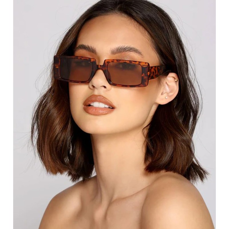 SORVINO Gafas de sol rectangulares vintage para mujer, estilo retro,