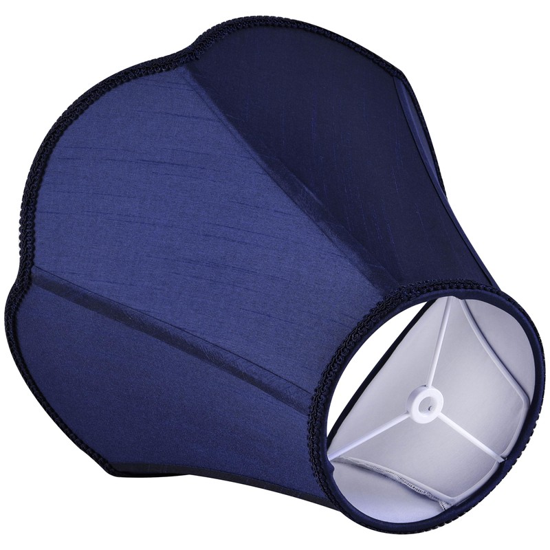GO&SO Navy Blue Lamp Shade Scalloped Lampshade,Petal Edge Braid Bell