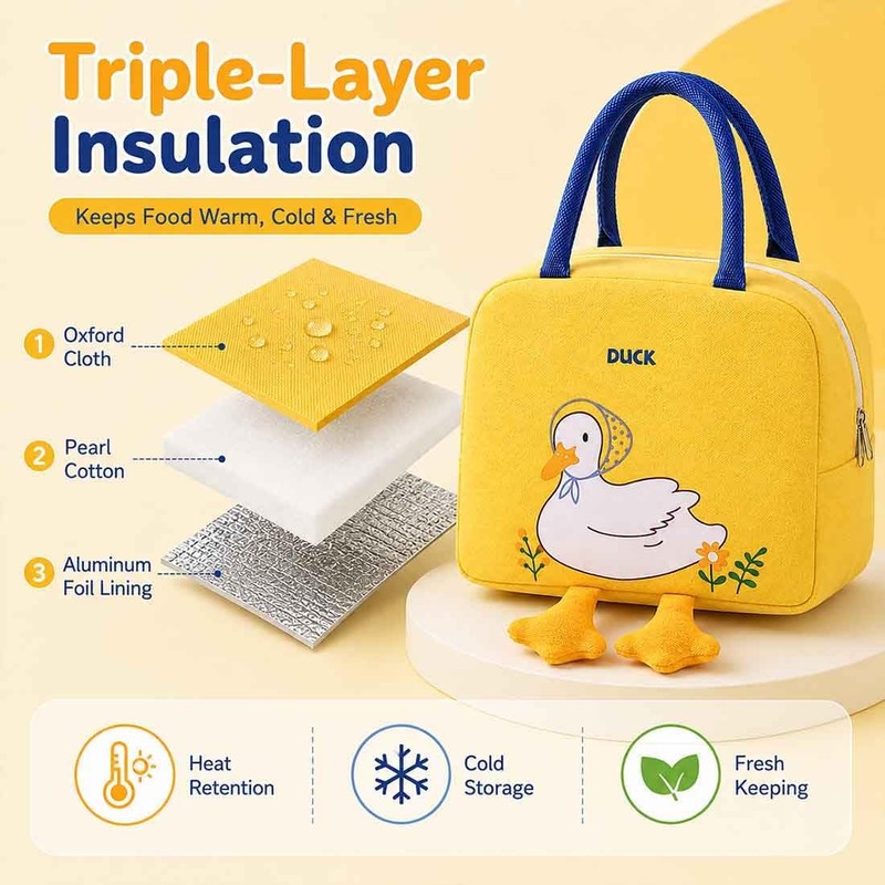 Bolsa Térmica Pato Kawaii Bonita Para Mujer (Yellow)
