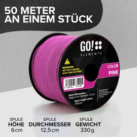 GO!elements 100 m Paracord Rope Made of Tear-Resistant Nylon - 3 mm Paracord 425 Type II Max. 192 kg - Cords as Outdoor Rope, All-Purpose Rope, Survival Rope, Bracelet, Dog Lead, Nylon Cord