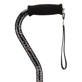 NOVA Designer Walking Cane with Offset Handle, Lightweight Adjustable Cane with Carrying Strap, Cane for Men and Women, Walking Canes for Balance, Leopard Design