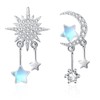 KINGWHYTE Moonstone Earring Star Earrings 925 Sterling Silver Sun and