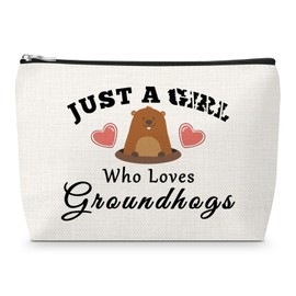 Sfodiary Groundhogs Lover Makeup Bag Groundhogs Themed Birthday Gift for Animal Lover Daughter Sister Niece Cosmetic Bag Christmas Graduation Friendship Present for Best Friends Zipper Travel Pouch
