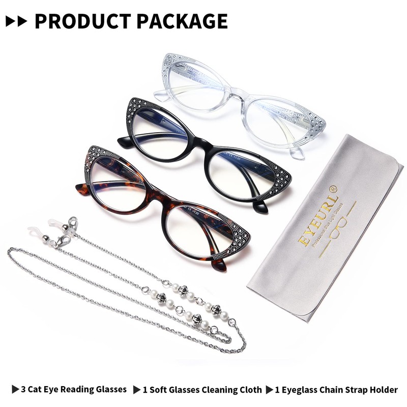 EYEURL Cateye Reading Glasses for Women Blue Light Blocking 3