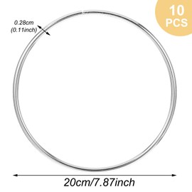 10 PCS Metal Rings for Craft Hoops Floral Macrame Hoops Rings for Making Wedding Wreath Decor, Dream Catcher and DIY Centerpiece Wall Hanging Craft (Silver, 200mm)