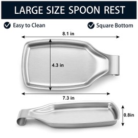 Stainless Steel Spoon Rest for Kitchen Stove Top, Herogo Large Cooking Utensil Spatula Ladle Holder with Square Bottom, Home Accessories for Kitchen Countertop, Heavy Duty, Dishwasher Safe