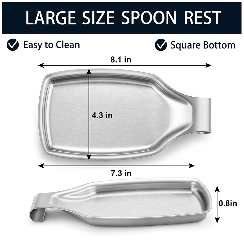 Stainless Steel Spoon Rest for Kitchen Stove Top, Herogo Large