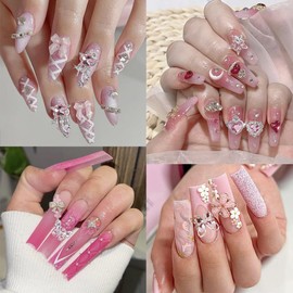 BMKKOT Star Nail Charms for Nail Art 18Pcs Bling Butterfly Nail Art Charms Y2K Starlight Nail Gem Pink Heart Nail Rhinestone Multi Style Design Nail Jewelry Star Charms Nail Supplies Decor Accessories