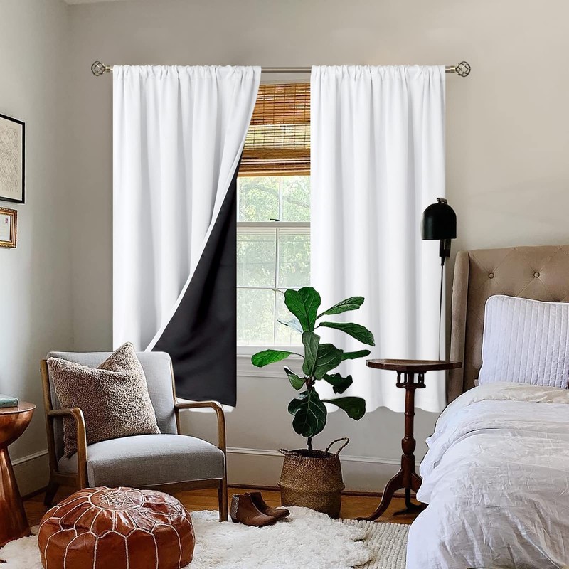 BGment White Blackout Curtains for Bedroom 63 Inch Long -