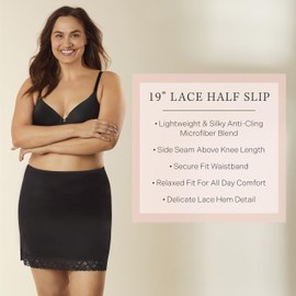 Jones New York Women's Silky Touch 19 Anti-Cling Above Knee Half Slip, White, M