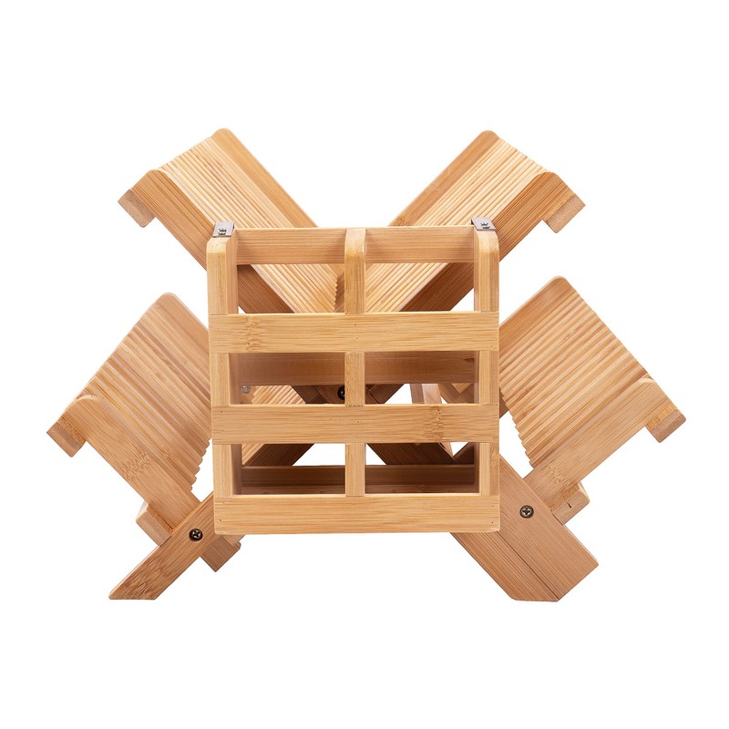 Worthyeah Bamboo Dish Drying Rack, 3-Tier Collapsible Wooden Dish Rack