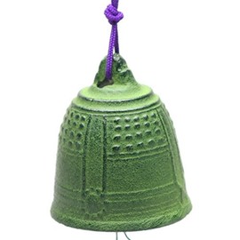 Kotobuki Iron Japanese Wind Chime, Green Temple Bell #485-001