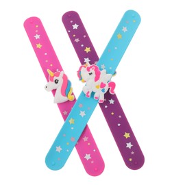 Kisangel 3pcs Unicorn Snap Wrist Bands for Party Favors Slap Bracelets Bulk and Non Fading Design for Celebrations and Fun Activities