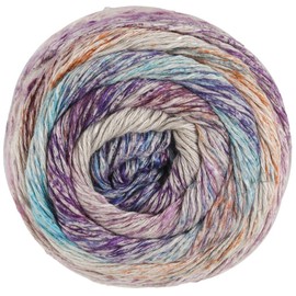 LANA GROSSA Mosaico Loose Twisted Linen Viscose Yarn with Cotton Flames and Striped Print Hand Knitting Yarn Made of 54% Cotton, Linen & Viscose 100 g Wool for Knitting & Crocheting 270 m Yarn