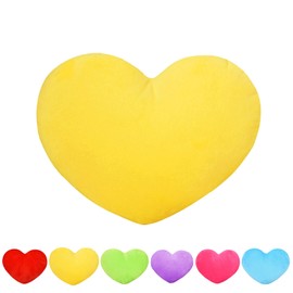 Fadcaer Pink Heart Decorative Pillow, Soft Heart Plush Cushion, Cute Heart Shaped Cushion for Sofa Bed Dining Gifts for Girls Valentine's Day Gift (Yellow)