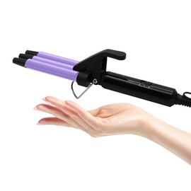 janelove 13mm mini Lockenstab für kurze haare, mini Welleneisen für haare, 180°C/210°C, Turmalin Keramik, 30s Schnellaufheizung, mit Kamm und Clips, Kompakte Größe für Reisen - Lila