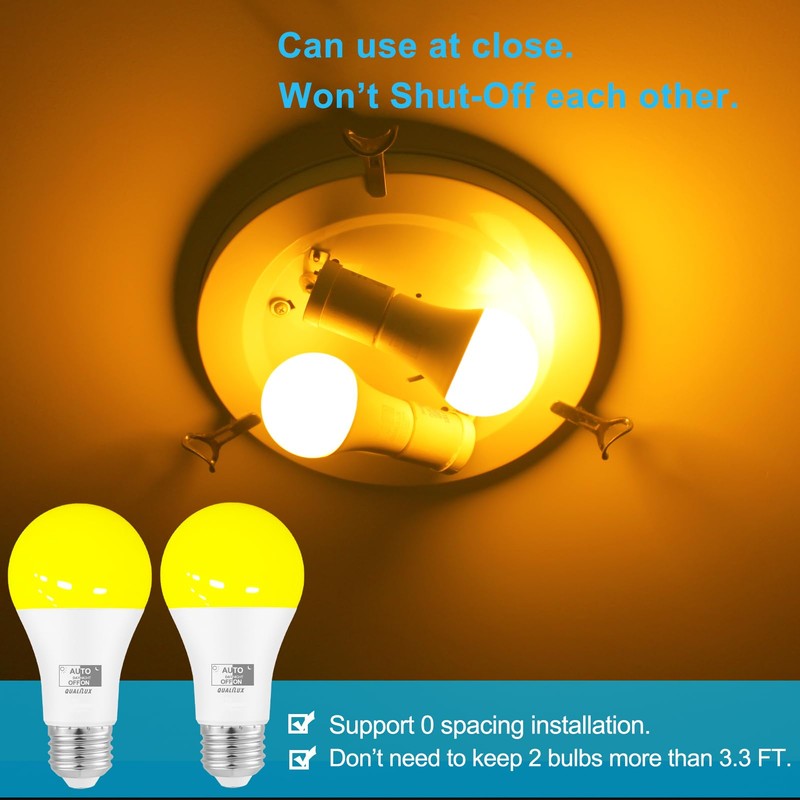 Qualilux Dusk to Dawn Light Bulbs, Auto On/Off Light Sensing