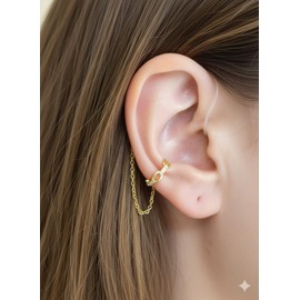 Anti-Lost Hearing Aids Earring Non-Piercing for Deafness | Retaining Chain for Deaf Hearing Aids | Prevent Accidental Drops and Losses of Amplifiers or Cochlear Implants (Gold)