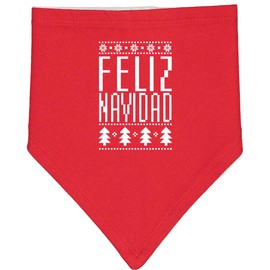 inktastic Feliz Navidad Ugly Knitted Sweater Style Baby Bandana Bib Red and White 2dcc2