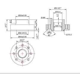 Flush Mount Adapter 8 Hole, 5/8-11 Flange Diamond Saw Balde Arbor Adaptor