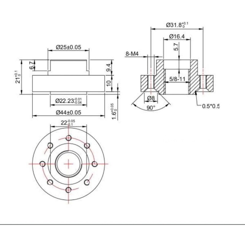 Flush Mount Adapter 8 Hole, 5/8-11 Flange Diamond Saw Balde