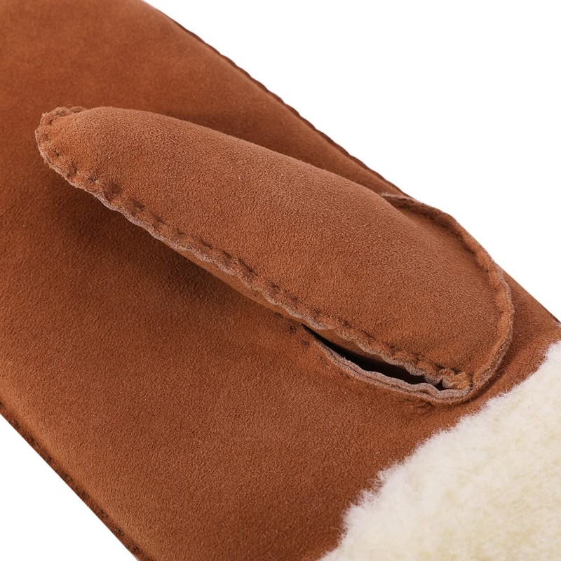 Harssidanzar KM042EU Men's Winter Mittens, Shearling, Heated Warm Fur Cuffs