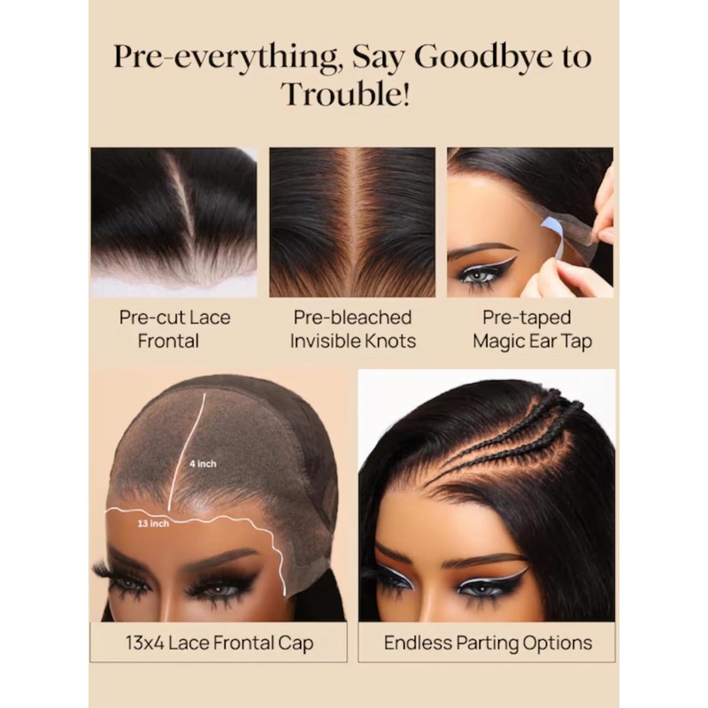 Julia Hair 14 Inch Yaki Straight Bob Wig 13x4 HD