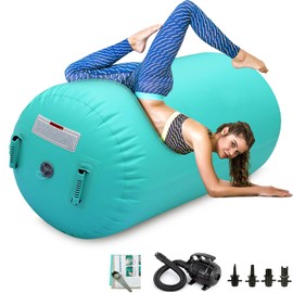CZGBRO Air Roller Gymnastics Barrel Inflatable Tumbling Roller Air Mat Octagon Mat with Electric Pump for Backhandspring Training Cheerleading Home Use(Green, 3.3ftx23.6inch)