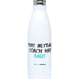 NetballGirlCode Hydro Water Bottle - Netball Gift for Women Girls Netball Players & Coaches - This Netball Coach has Balls