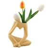 Abstract Thinker Vase Yellow Ceramic Flower Vase 20cm Tall Modern
