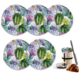 Cactus Flower Cloth Covers for Sourdough Starter Jars, Heat Preservation to Increase Fermentation for Bread Sewn Cloth Cover for Sourdough Starter（5 Pack）